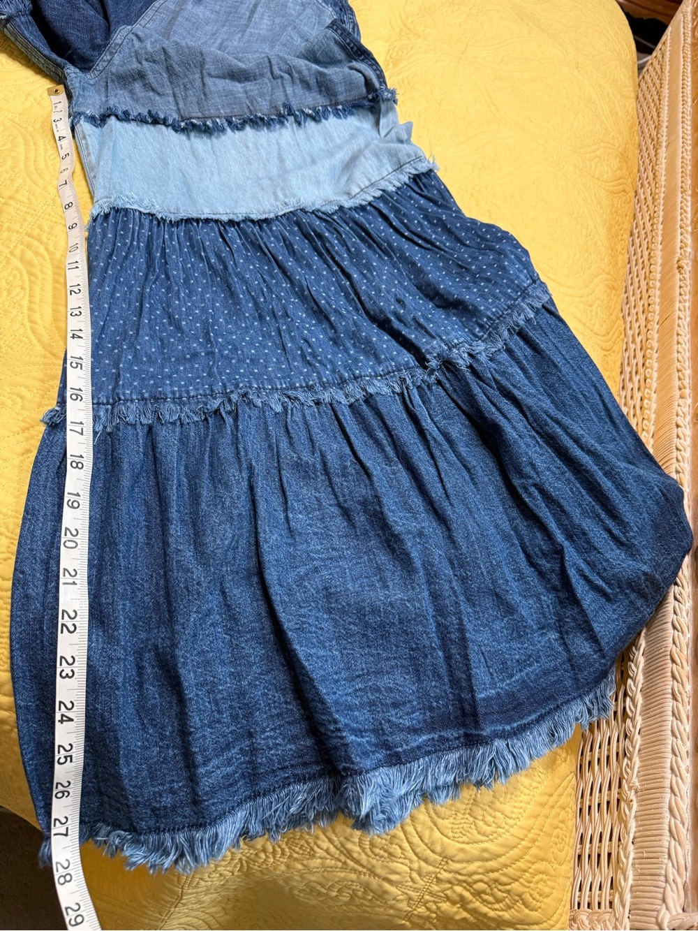 H010 NWT Young Threads M w13-19 Patchwork Wide-Leg Denim Jumpsuit Pants - Blue - Picture 8 of 9
